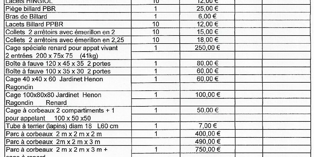 Fiche commande piéges 2022